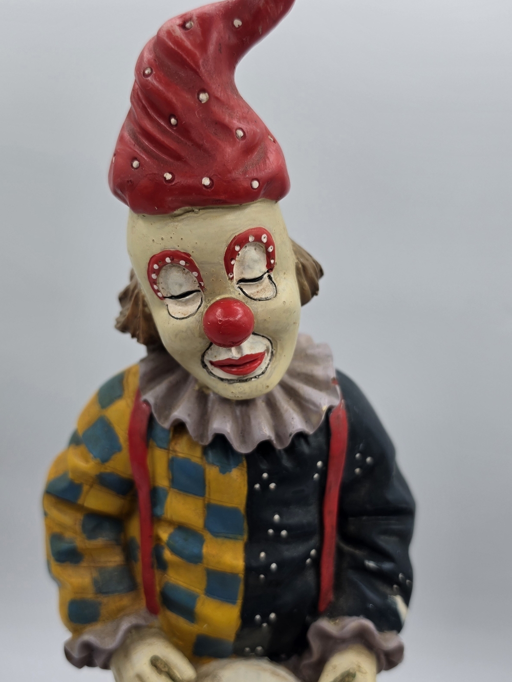 Vintage TST Clown Drummer Figurine 11" Hand Painted Circus Collectible